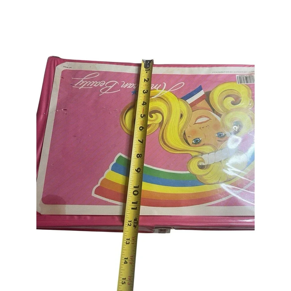 Vintage Barbie Doll Clothing Case American Beauty 1984 Pink Rainbow 80s